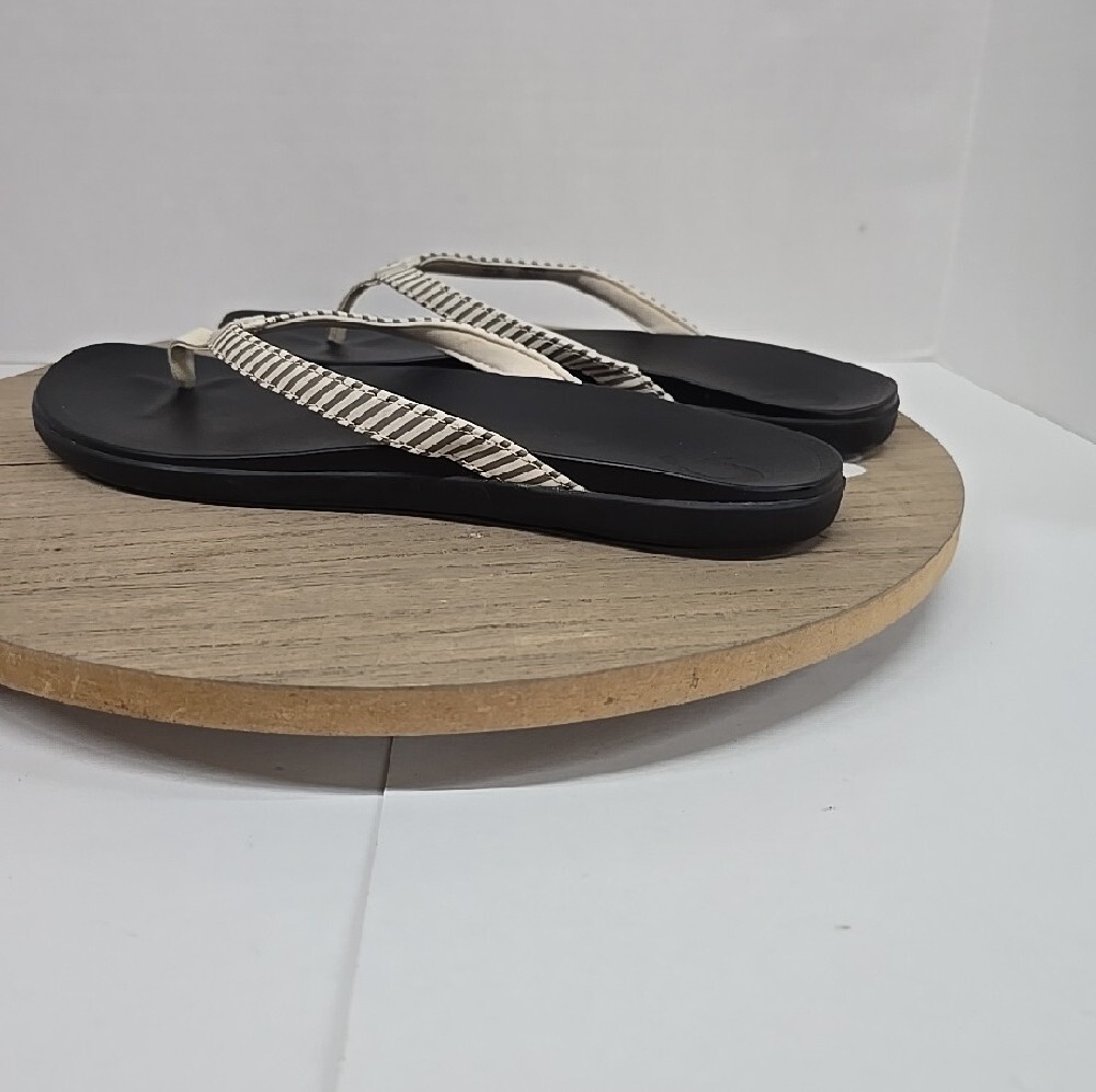Olukai Ho’Opio Women’s Flip Flops  Bone Stripe Wimens Size 11 - Picture 8 of 15